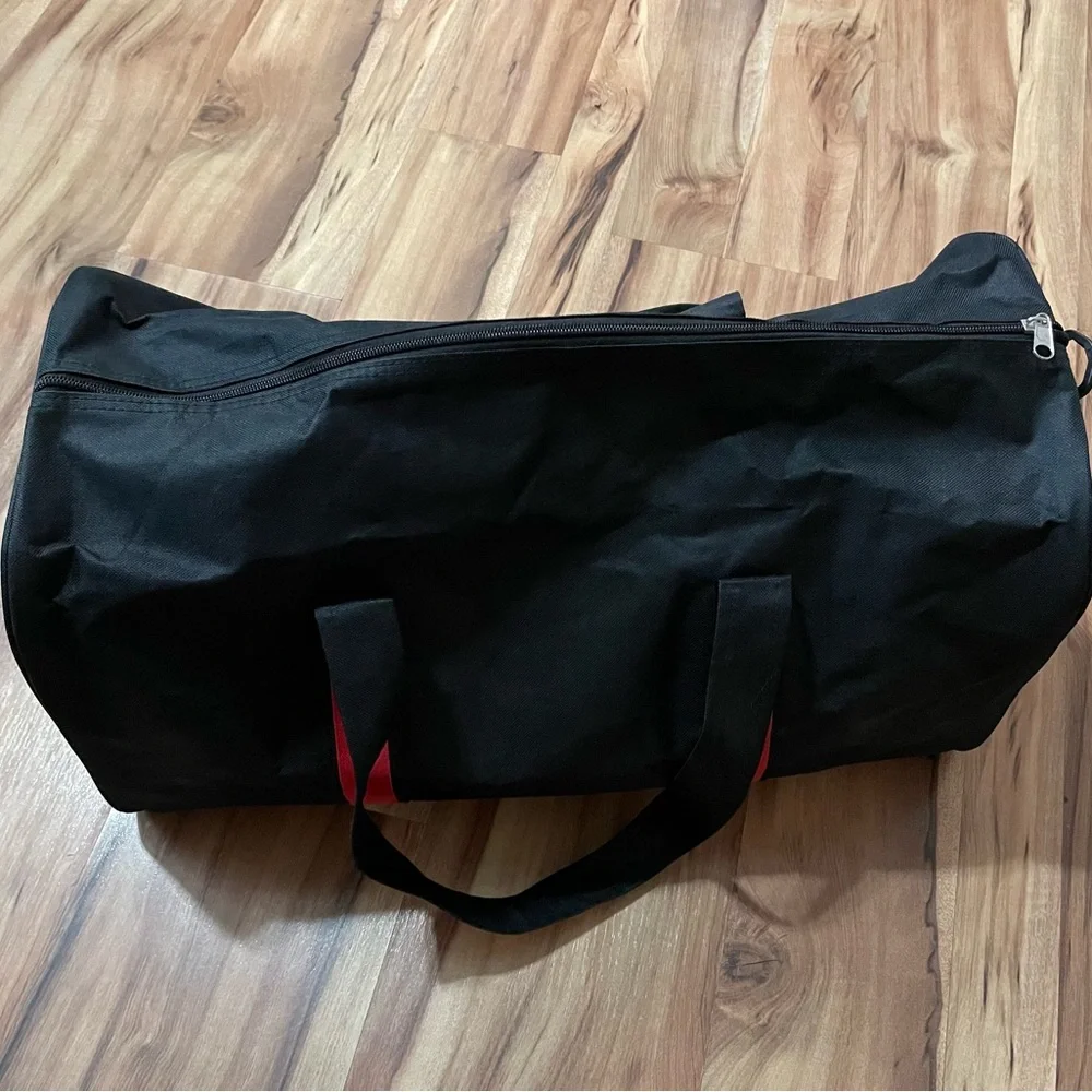 True Religion Black Travel Bag with Red Straps